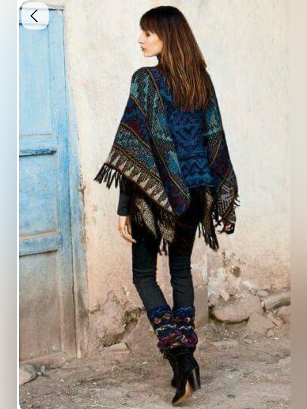 Peruvian Connection alpaca blend fringed poncho